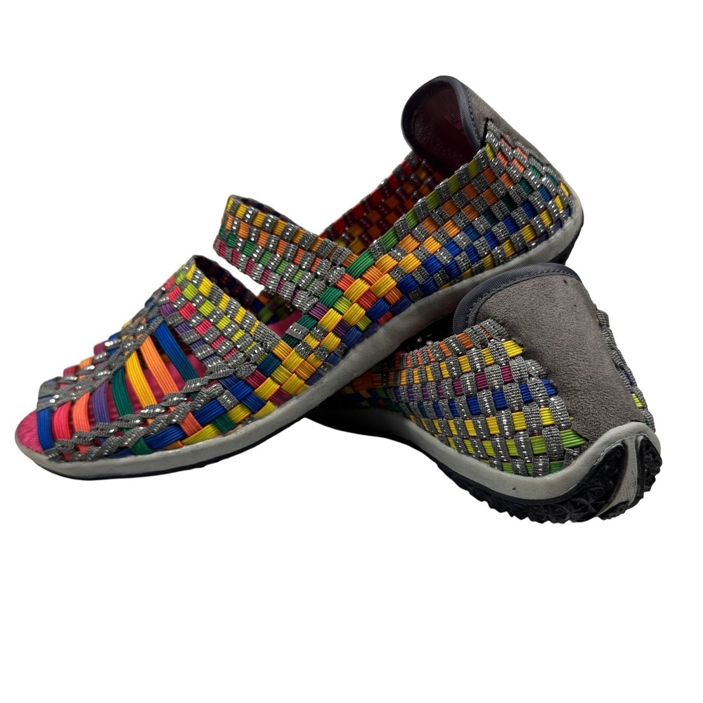 Conkys Float Women's Slip On Shoes 8 Rainbow Multicolor Woven Elastic Comfort